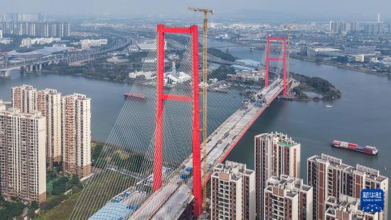 順德大橋橫跨容桂水道，連接順德容桂與大良兩個(gè)街道（12月24日攝，無(wú)人機(jī)照片）。新華社記者 劉大偉 攝